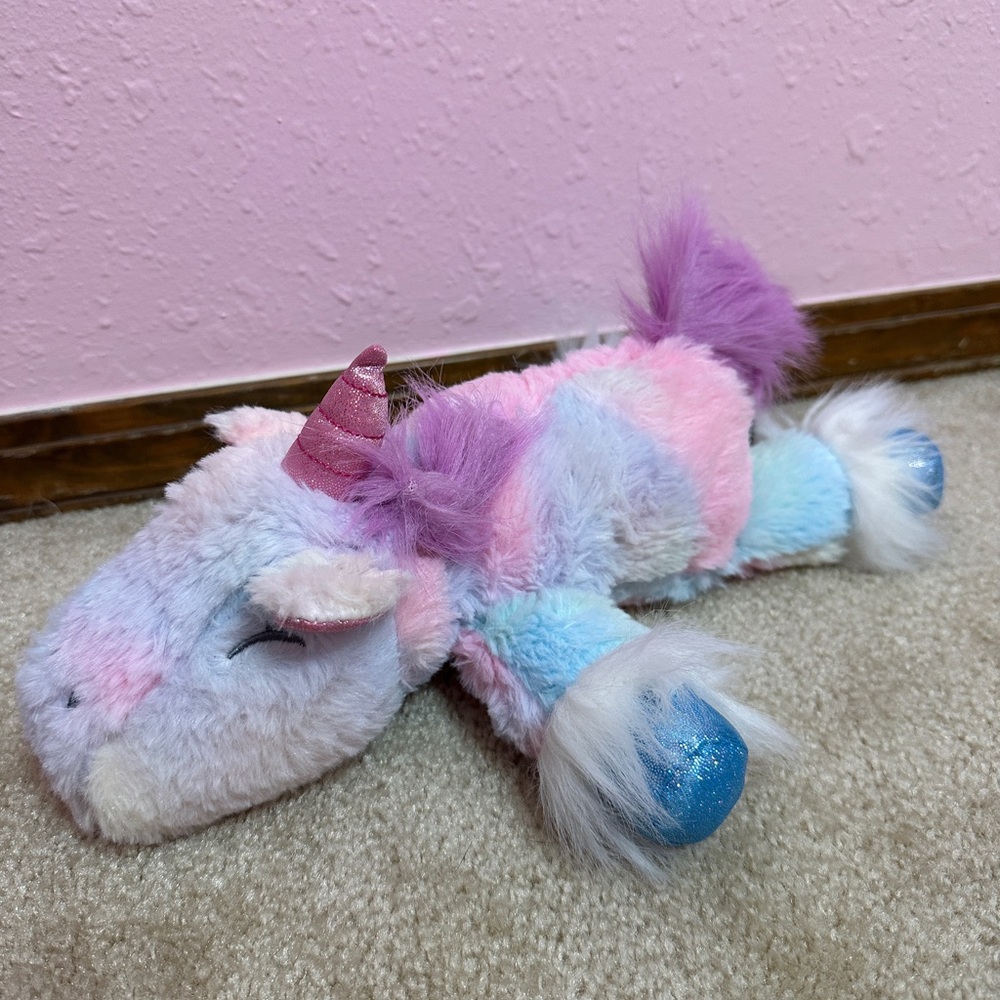 Get Your Hands on a Ganz Rainbow Sleeping Unicorn Plush 12” Embroidered Heart